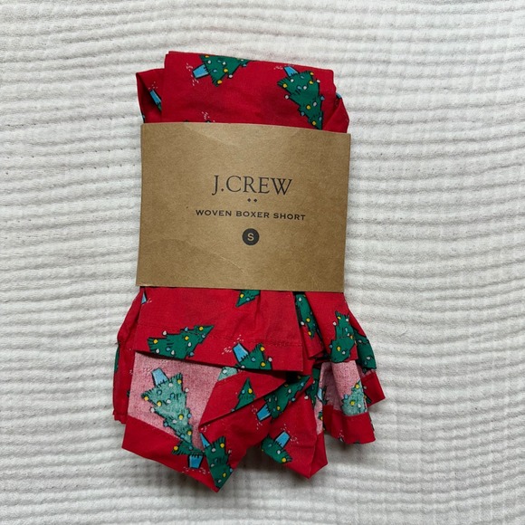 J. Crew Other - NWT J CREW Boxer Underwear shorts Sz S Red with Christmas Trees